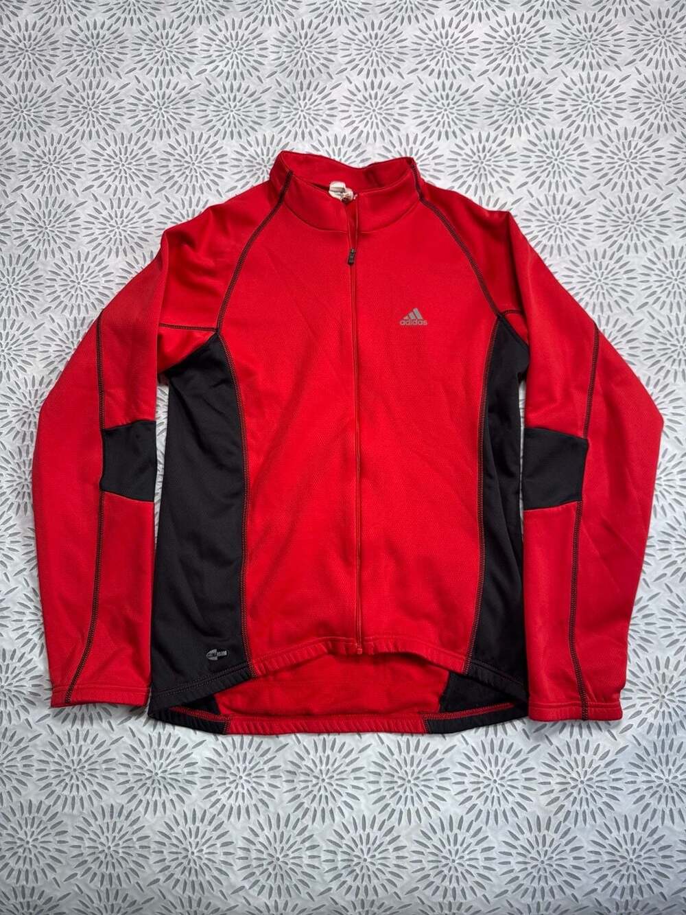 Adidas Cycling Jacket Full Zip Red Black Climawarm Reflective Women’s Large